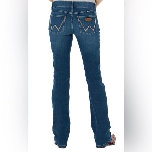 WRANGLER BOOT CUT DENIM JEANS MATERNITY RETRO MID RISE PANTS COWGIRL BABY SIZE 7 - Picture 2 of 9